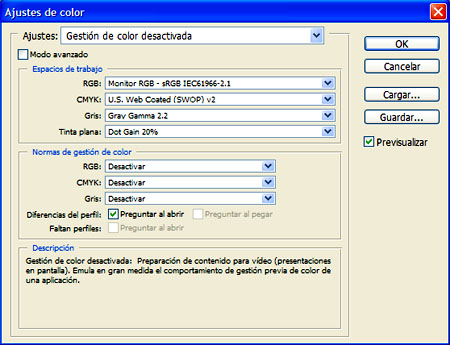 ajuste de color